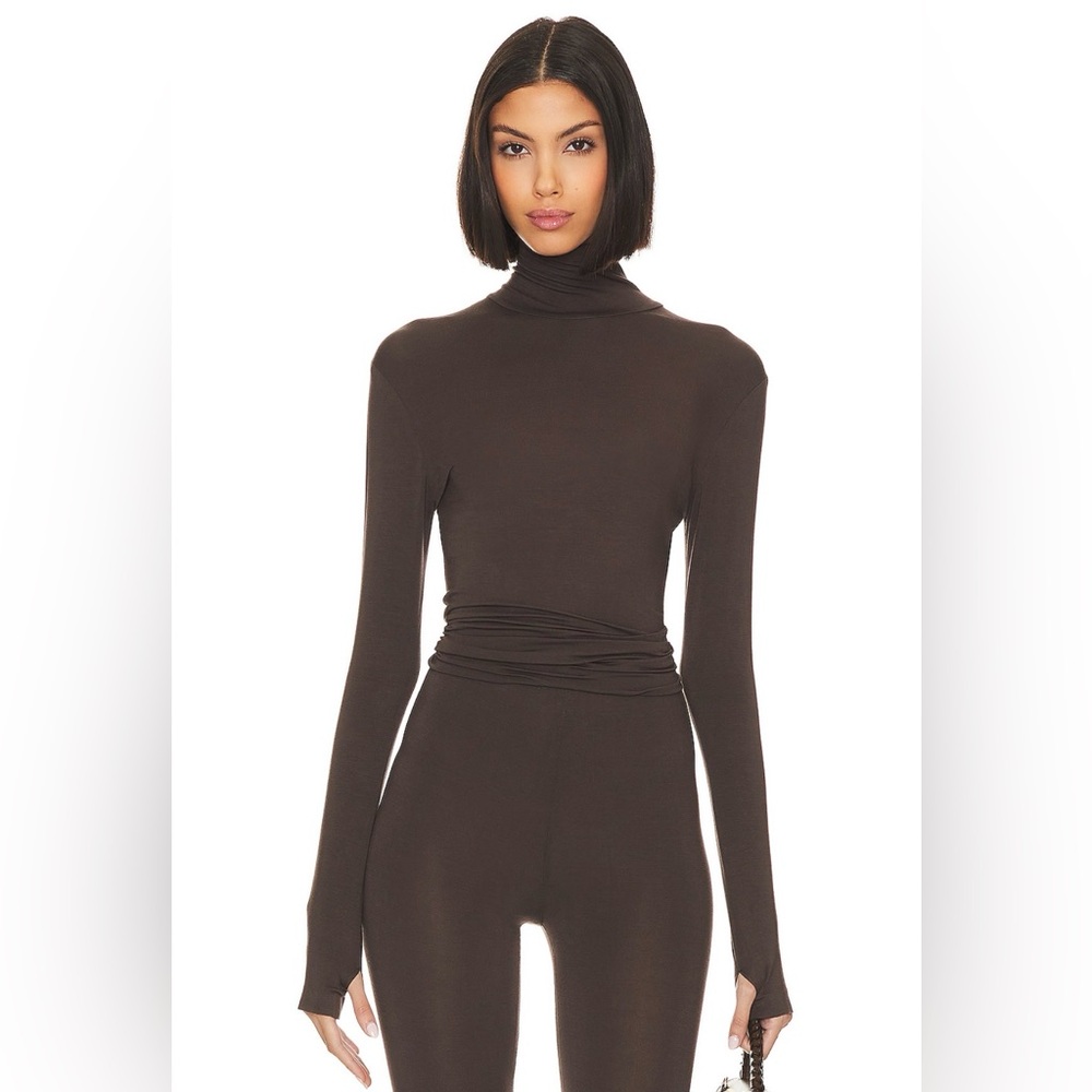 REVOLVE Norma Kamali Brown Long-Sleeve Turtleneck TOP ONLY
